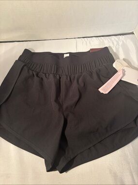 Women's Black Athletic Shorts with Elastic Waistband